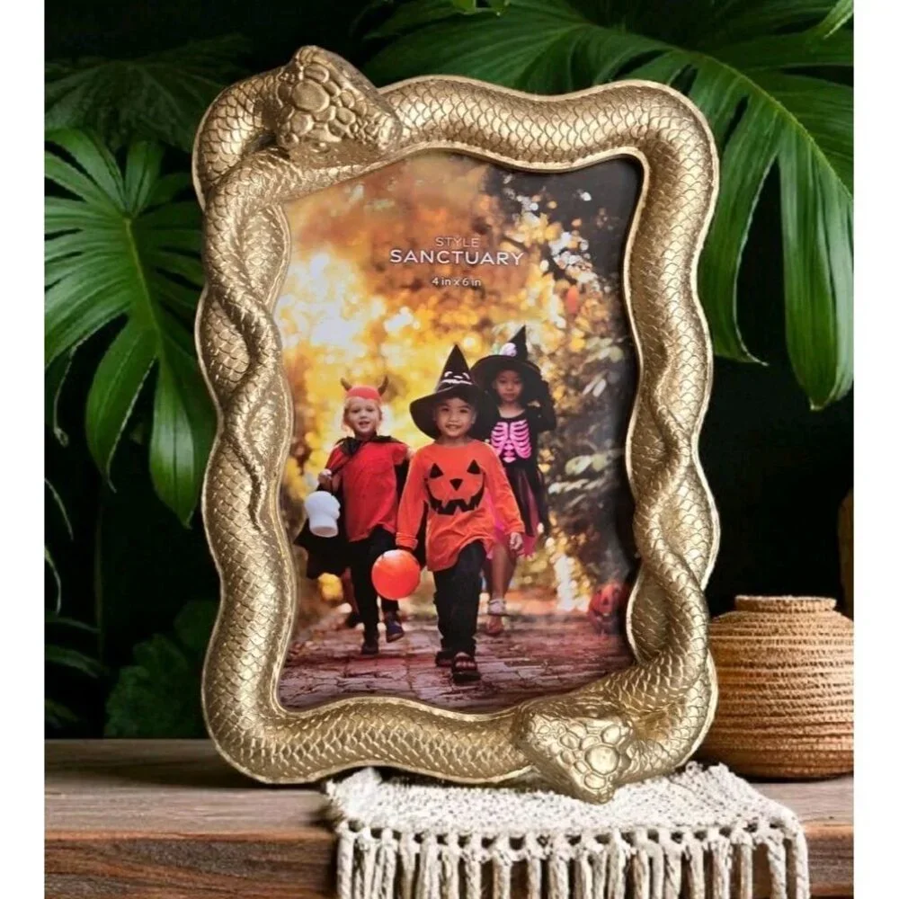 New Gold Figural Jungle Boho Snake Photo Picture Frame 4x6 Room Decor
